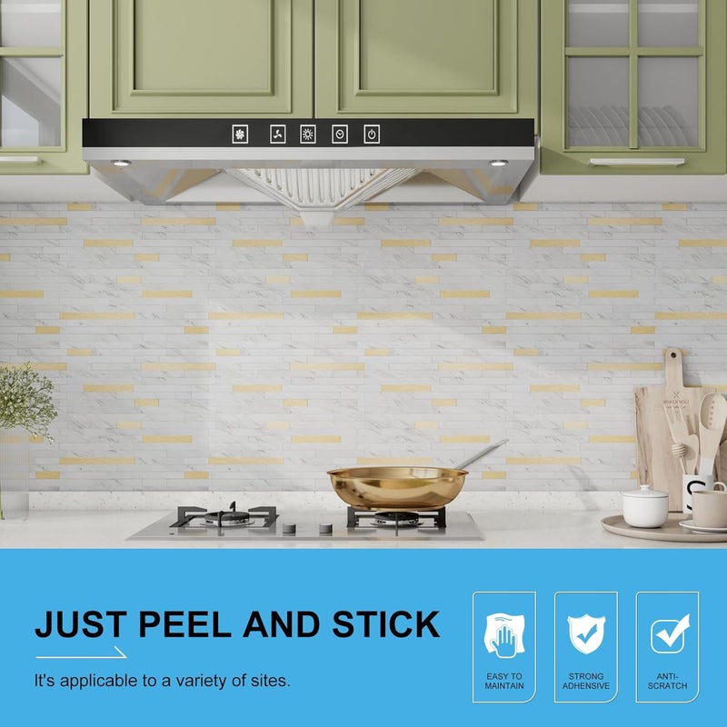 V-MOZZA Peel and Stick Backsplash, 20-Sheet Peel and Stick Tiles 12.1" x 5.9" Stick on Backsplash PVC Wall Tile for Kitchen Fireplace - Image 2